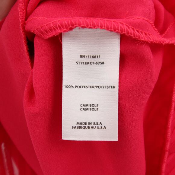 Anthropologie Amadi Top Hot Pink Ruffle Textured Lined Preppy Flowy Scoop Neck - Picture 10 of 11